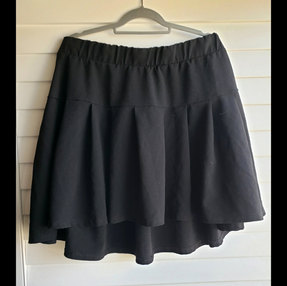 High Low mini pleated skater skirt wide high waist